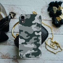 Olive Green and White Camouflage Printed Slim Cases and Cover for iPhone XR