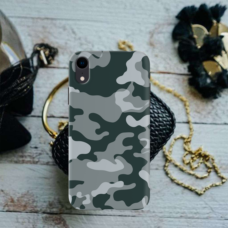 Olive Green and White Camouflage Printed Slim Cases and Cover for iPhone XR