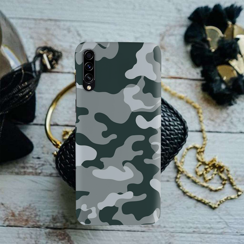 Olive Green and White Camouflage Printed Slim Cases and Cover for Galaxy A50S