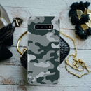 Olive Green and White Camouflage Printed Slim Cases and Cover for Galaxy S10