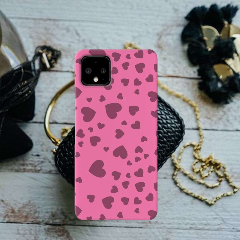 Pink Hearts Printed Slim Cases and Cover for Pixel 4