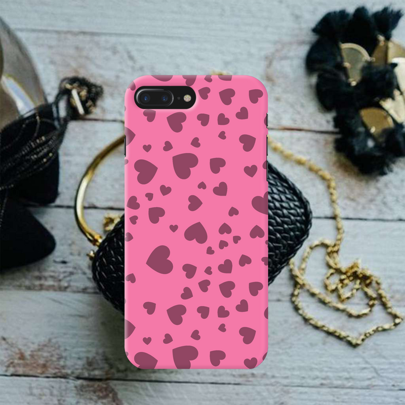 Pink Hearts Printed Slim Cases and Cover for iPhone 7 Plus