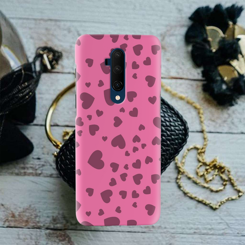 Pink Hearts Printed Slim Cases and Cover for OnePlus 7T Pro