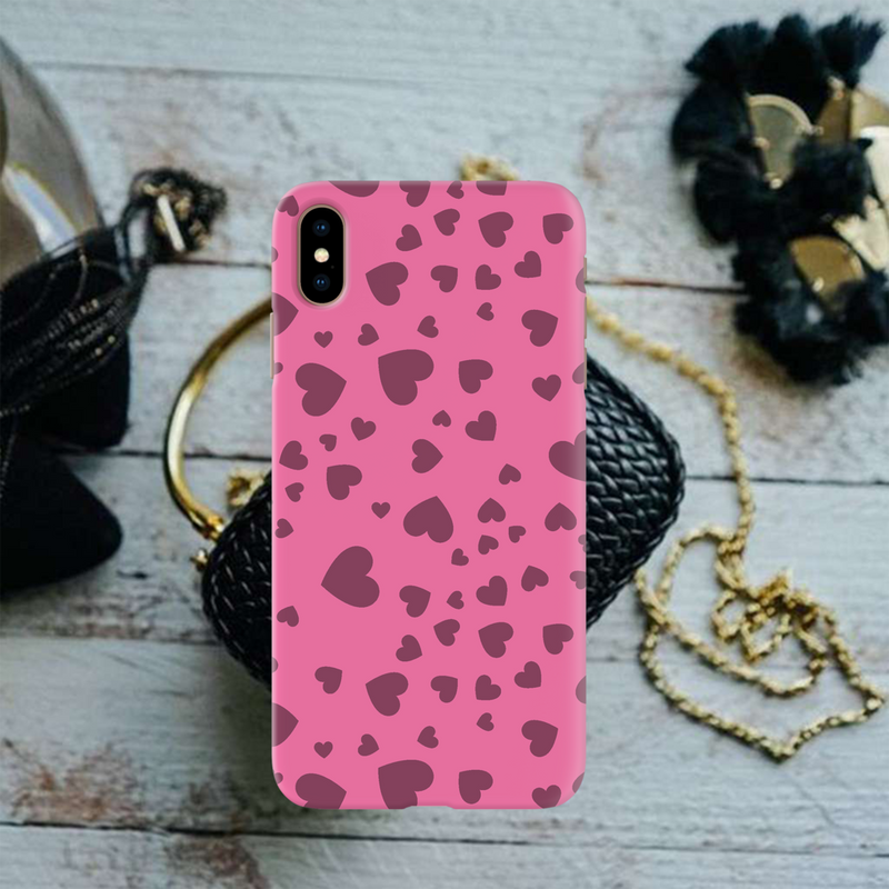 Pink Hearts Printed Slim Cases and Cover for iPhone XS Max