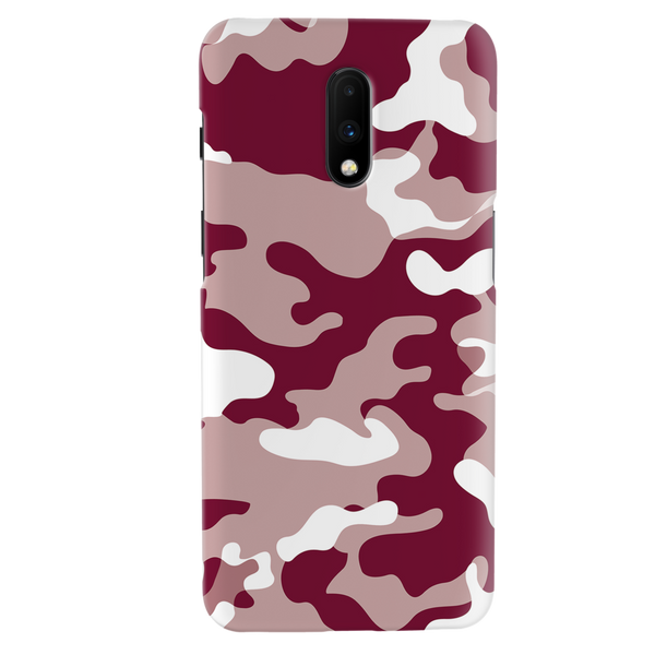 Maroon and White Camouflage Printed Slim Cases and Cover for OnePlus 7