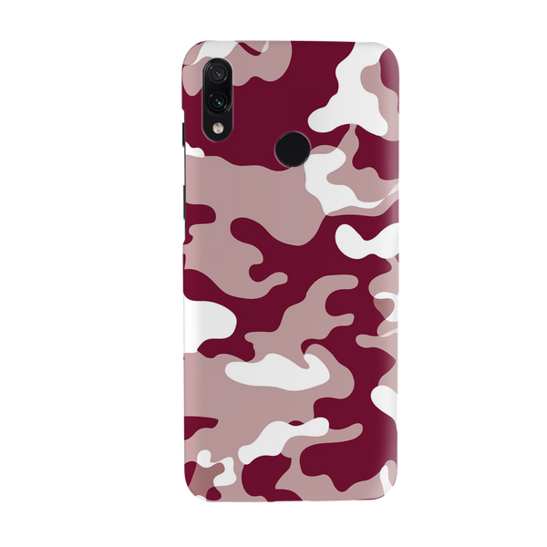 Maroon and White Camouflage Printed Slim Cases and Cover for Redmi Note 7 Pro