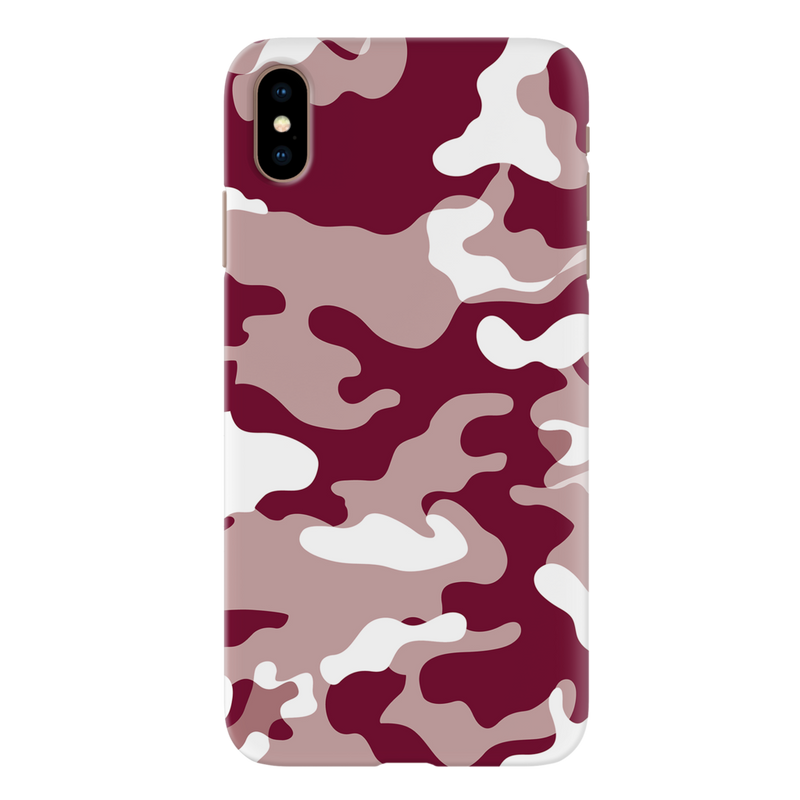 Maroon and White Camouflage Printed Slim Cases and Cover for iPhone XS Max