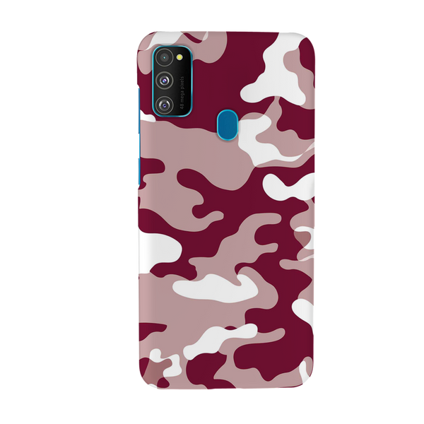 Maroon and White Camouflage Printed Slim Cases and Cover for Galaxy M30S