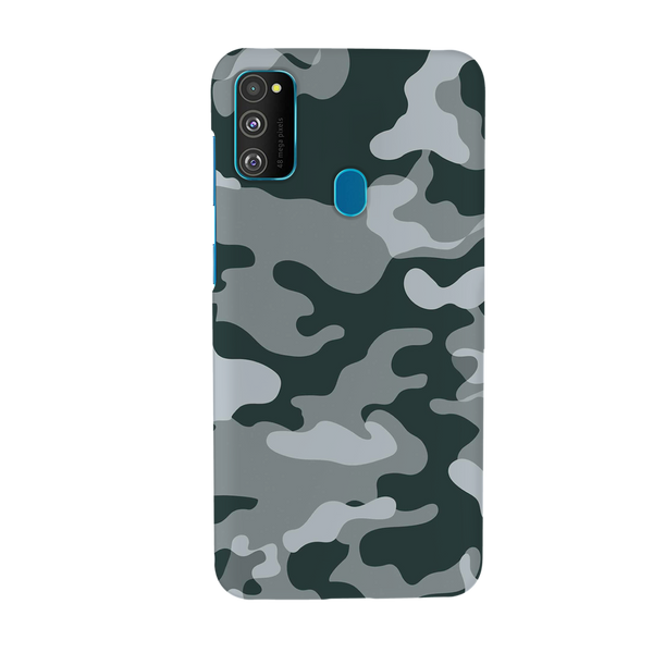 Olive Green and White Camouflage Printed Slim Cases and Cover for Galaxy M30S