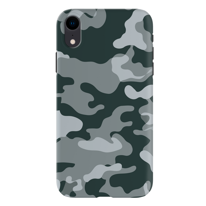 Olive Green and White Camouflage Printed Slim Cases and Cover for iPhone XR