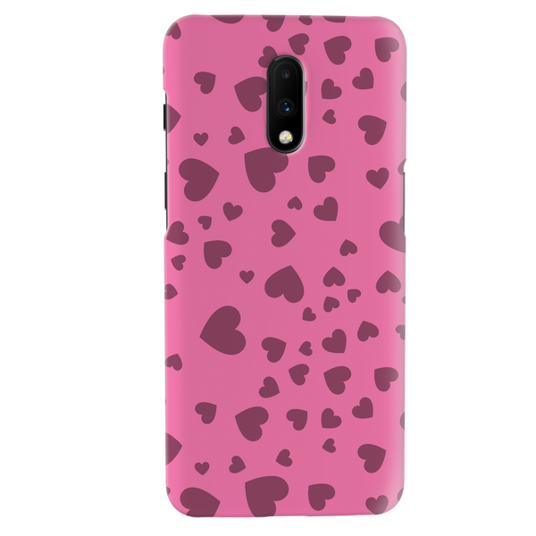 Pink Hearts Printed Slim Cases and Cover for OnePlus 7