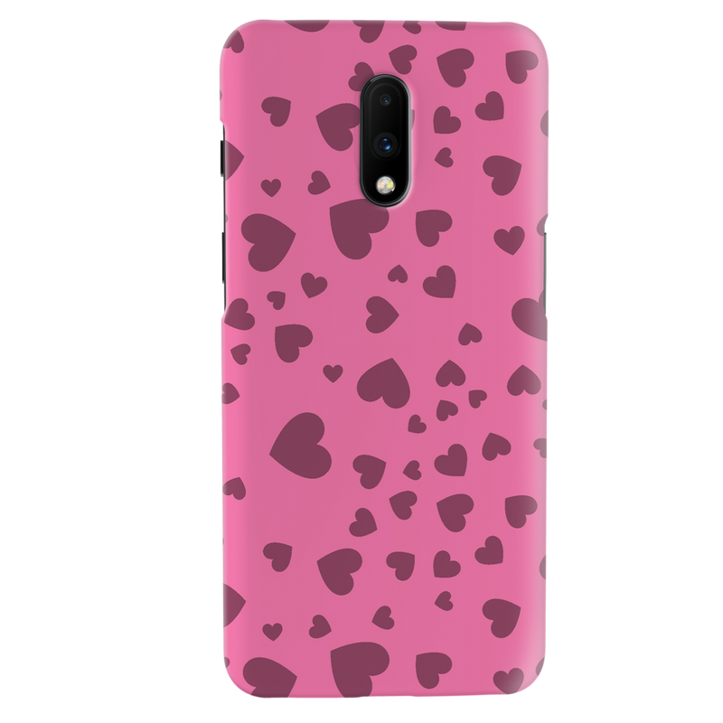 Pink Hearts Printed Slim Cases and Cover for OnePlus 7