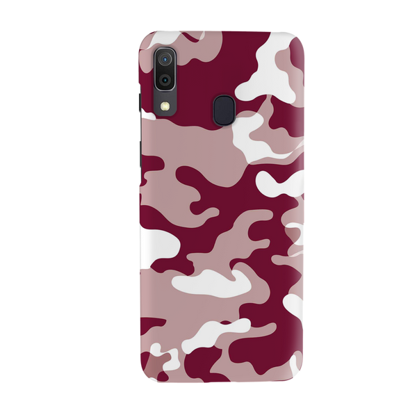 Maroon and White Camouflage Printed Slim Cases and Cover for Galaxy A20