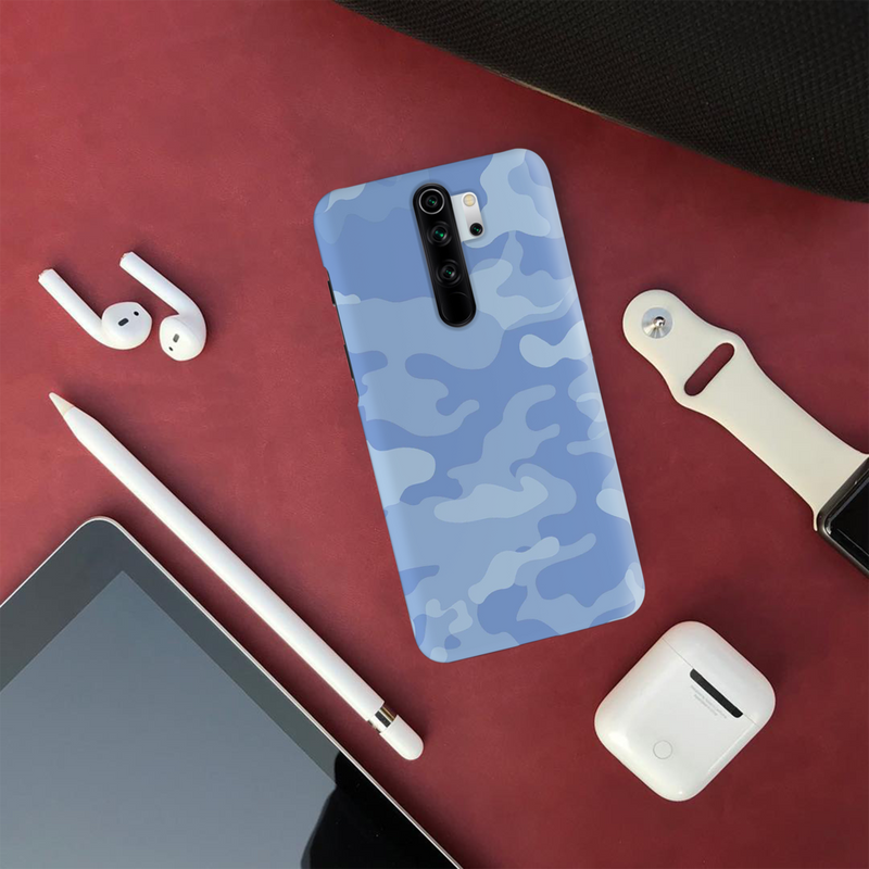 Blue and White Camouflage Printed Slim Cases and Cover for Redmi Note 8 Pro