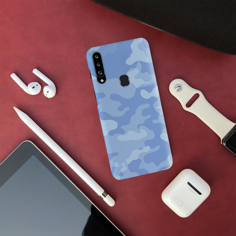 Blue and White Camouflage Printed Slim Cases and Cover for Galaxy A20S