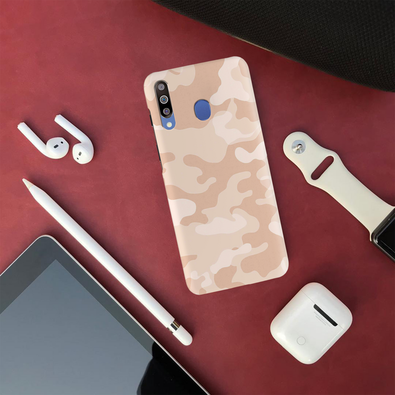 Cream and White Camouflage Printed Slim Cases and Cover for Galaxy M30