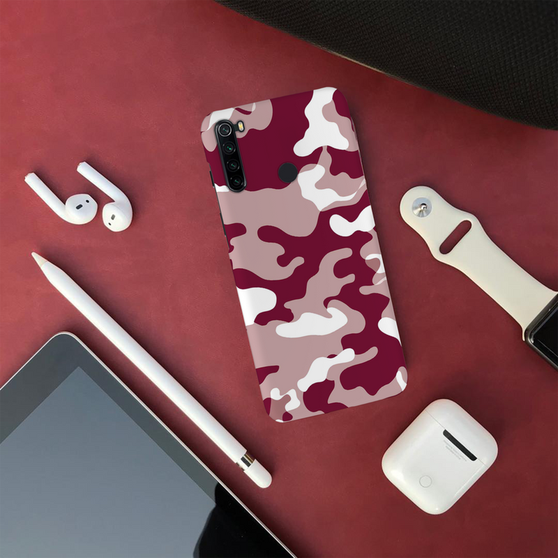 Maroon and White Camouflage Printed Slim Cases and Cover for Redmi Note 8