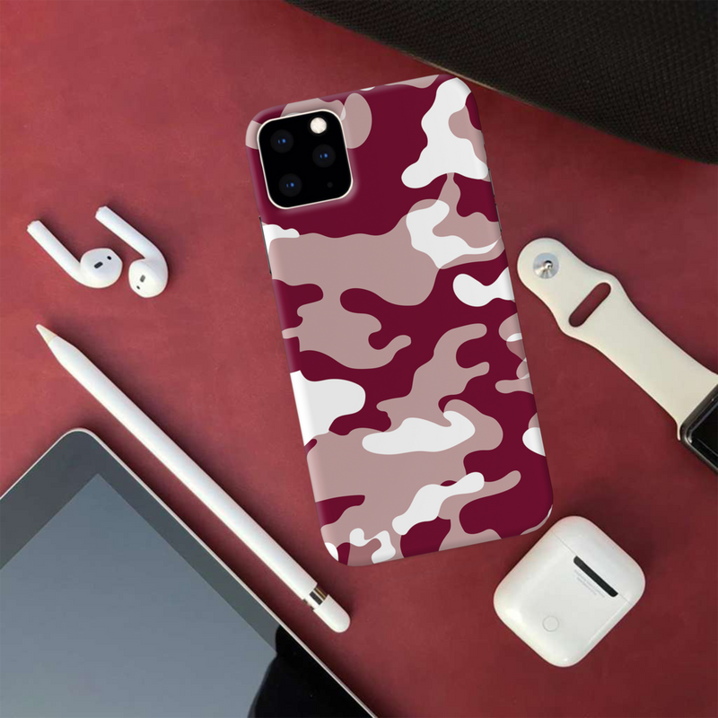 Maroon and White Camouflage Printed Slim Cases and Cover for iPhone 11 Pro Max