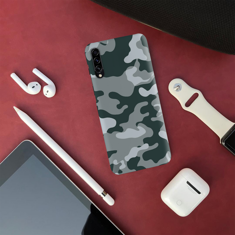 Olive Green and White Camouflage Printed Slim Cases and Cover for Galaxy A50S