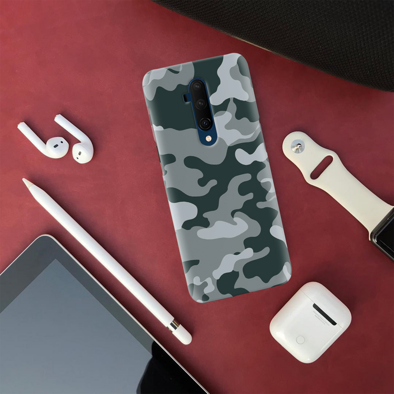 Olive Green and White Camouflage Printed Slim Cases and Cover for OnePlus 7T Pro