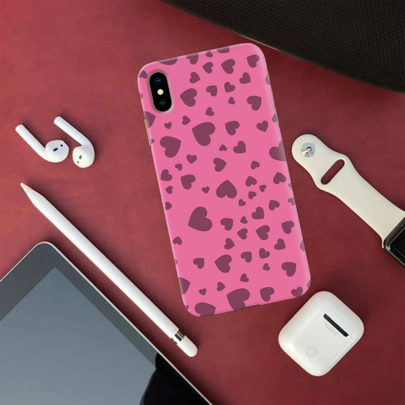 Pink Hearts Printed Slim Cases and Cover for iPhone XS Max