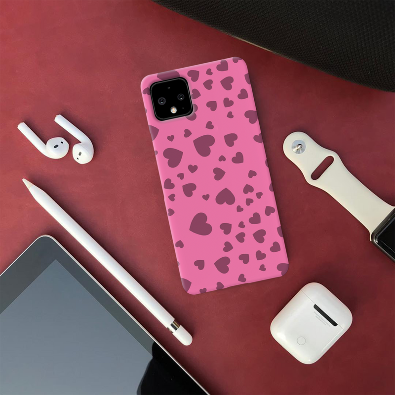 Pink Hearts Printed Slim Cases and Cover for Pixel 4