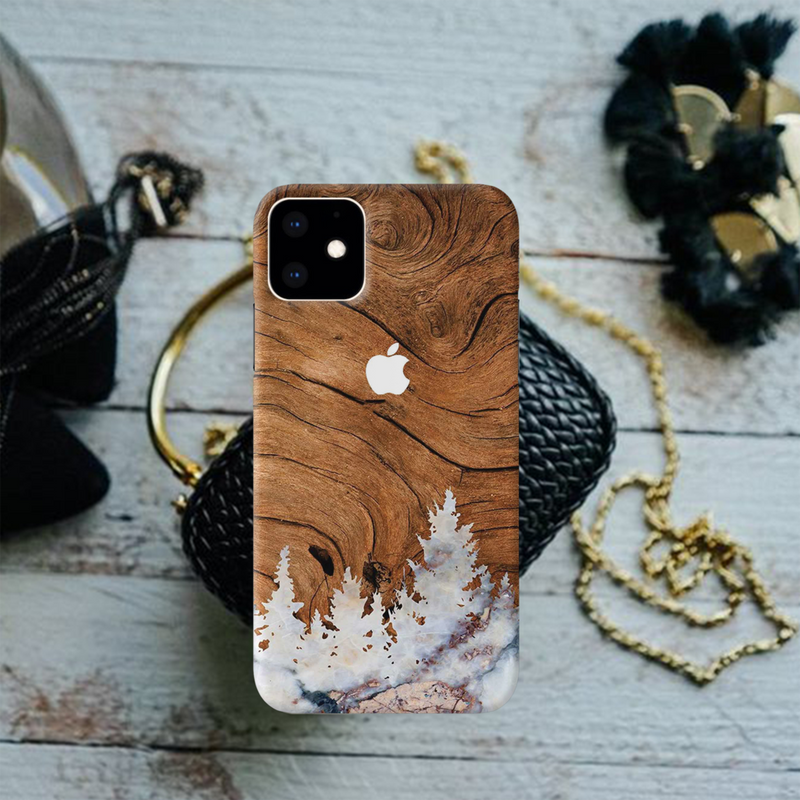 Wood Surface and Snowflakes Pattern Mobile Case Cover For Iphone 11