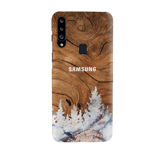 Wood Surface and Snowflakes Pattern Mobile Case Cover For Galaxy A20S