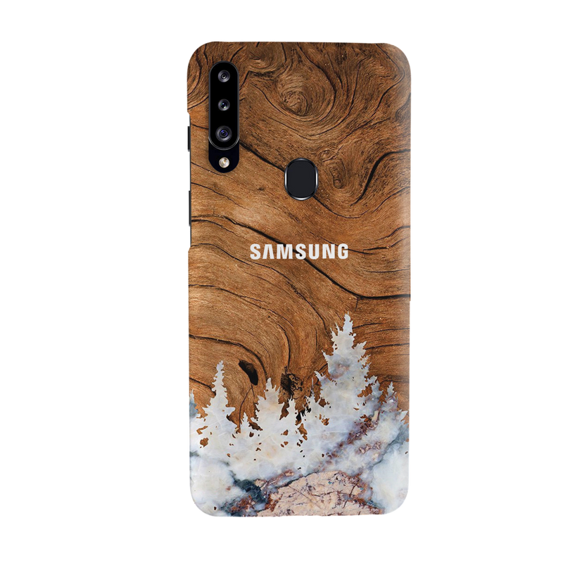 Wood Surface and Snowflakes Pattern Mobile Case Cover For Galaxy A20S