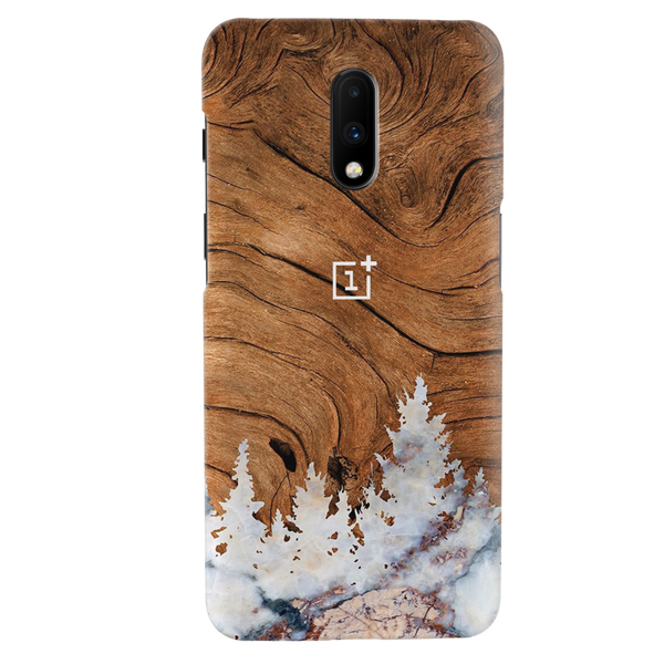 Wood Surface and Snowflakes Pattern Mobile Case Cover For Oneplus 7