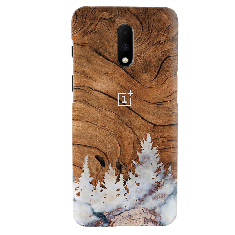 Wood Surface and Snowflakes Pattern Mobile Case Cover For Oneplus 7