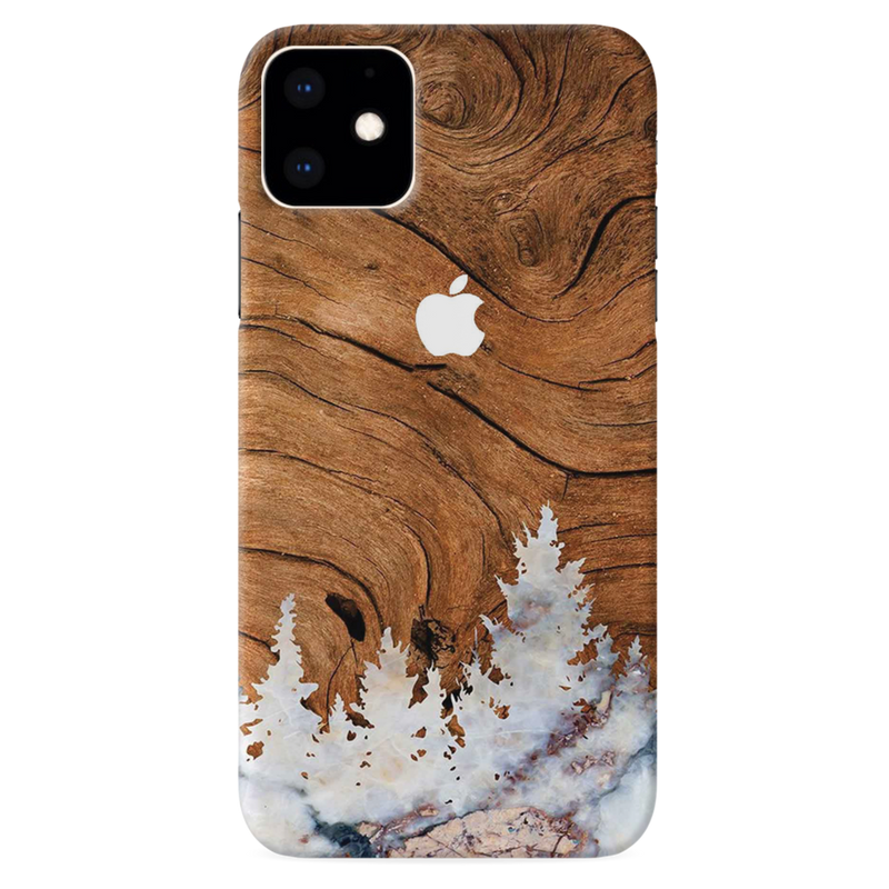 Wood Surface and Snowflakes Pattern Mobile Case Cover For Iphone 11