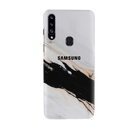 	Black Patch White Marble Pattern Mobile Case Cover For Galaxy A20S