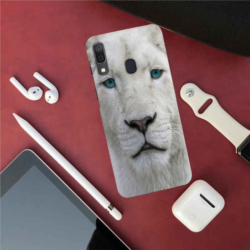 White Lion Portrait Pattern Mobile Case Cover For Galaxy A20