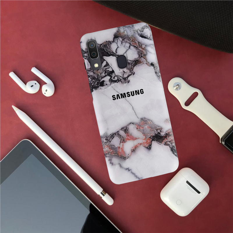 White & Black Marble Pattern Mobile Case Cover For Galaxy A20