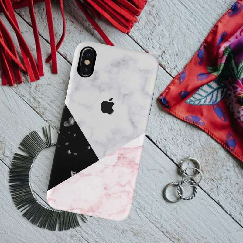 Pink Black & White Marble Pattern Mobile Case Cover For Iphone X