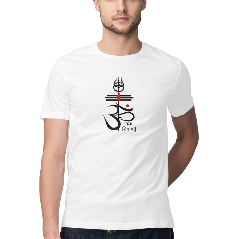 Om Printed Round Neck Men Tshirts